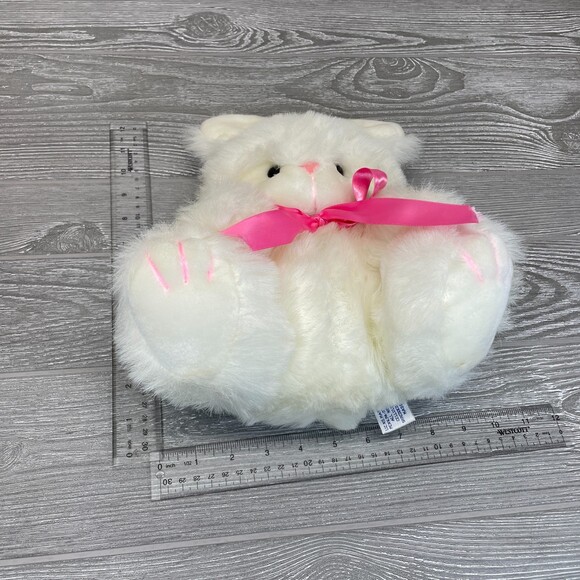 1986 Vintage World of Smile Plush Bunny Rabbit White Soft Fluffy Stuffed Animal - Picture 7 of 8